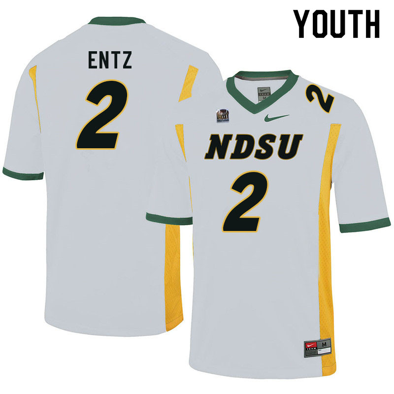 Youth #2 Kellen Entz North Dakota State Bison College Football Jerseys Sale-White - Click Image to Close